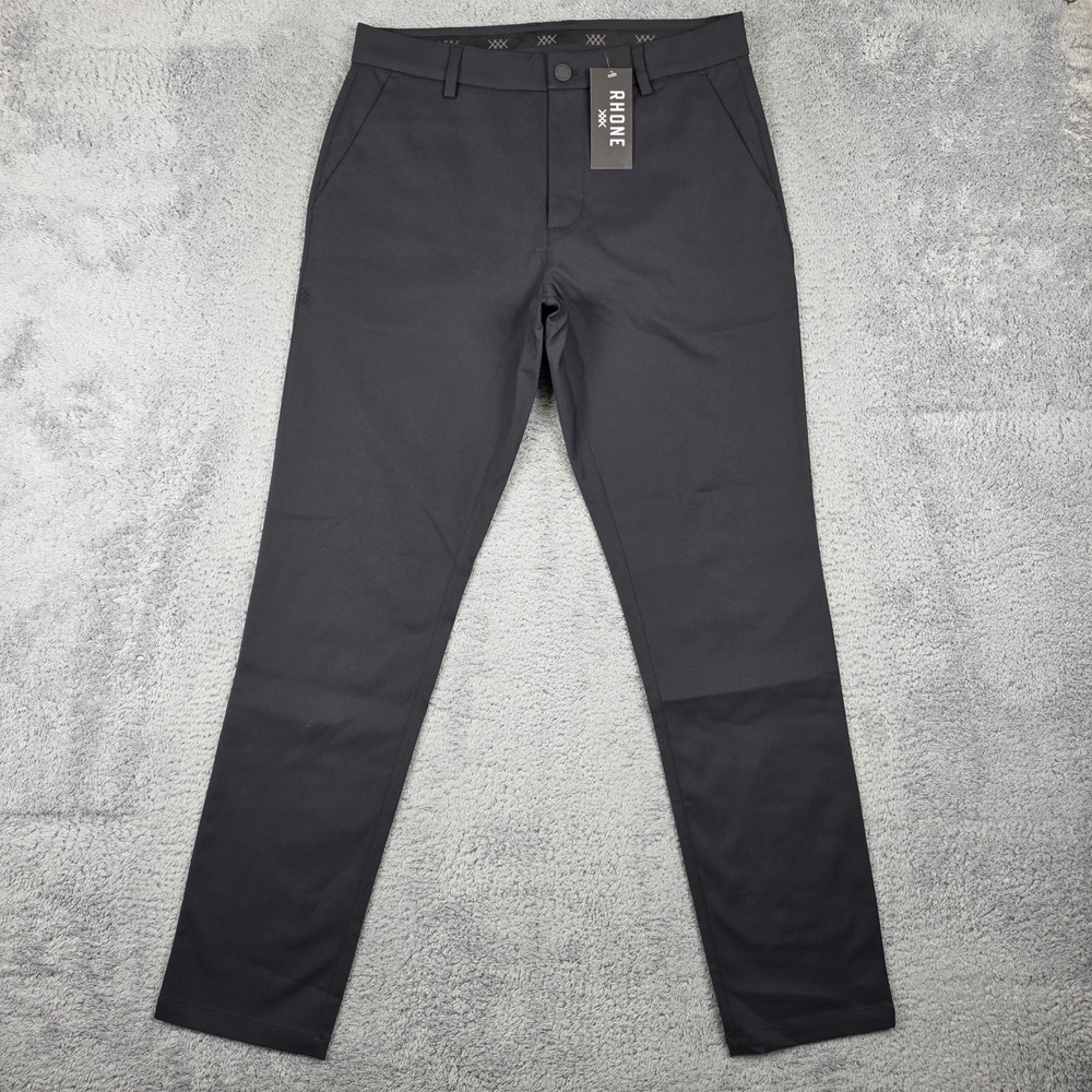 Rhone Gotham Pants Mens 32x32 Black Stretch Twill Water Repellent Slim Fit NWT
